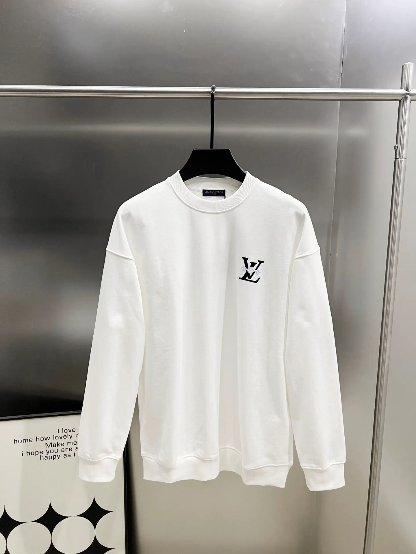 🅿️260 1v Louis* 2025 autumn and winter new style Customized double yarn fabric round neck long-sleeved sweatshirt Classic letter foam technology + three-dimensional silicone design High-end version! The same loose version for men and women S M L XL XXL five sizes color black white